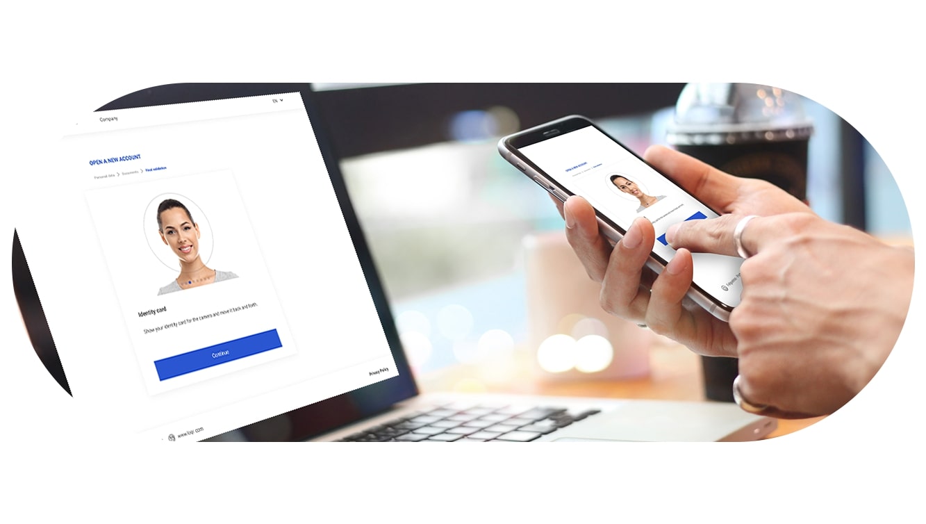 Woman using LOQR's platform on computer and phone